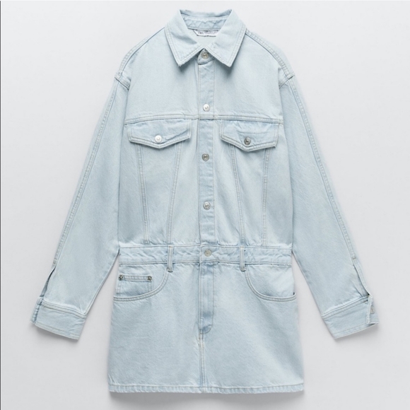 Zara Denim Mini Shirt Dress Size XS - Picture 4 of 10